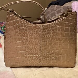 Liz Claiborne Gold Croc-Embossed Small Shoulder Bag